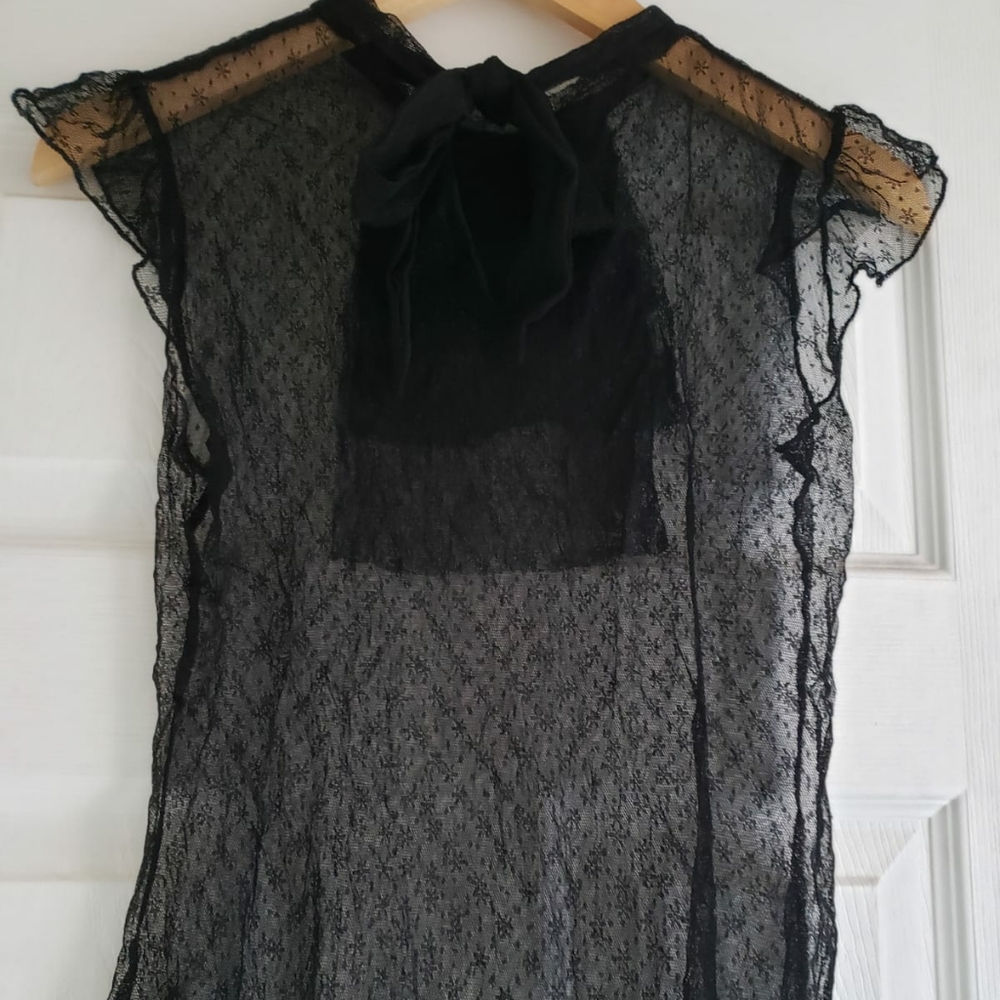 🖤Ruffle Black Mesh Top🖤